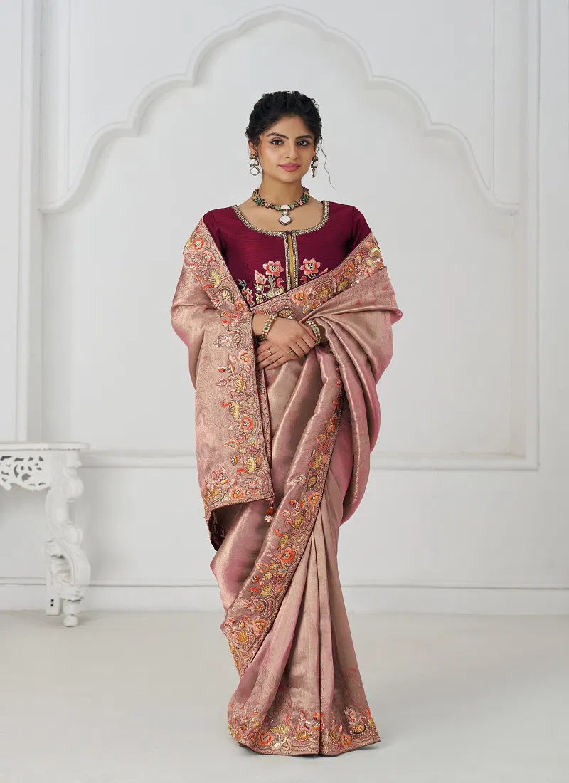 Kf  111 Pink Color Pure Dola Viscouse Silk Saree Online Wholesale